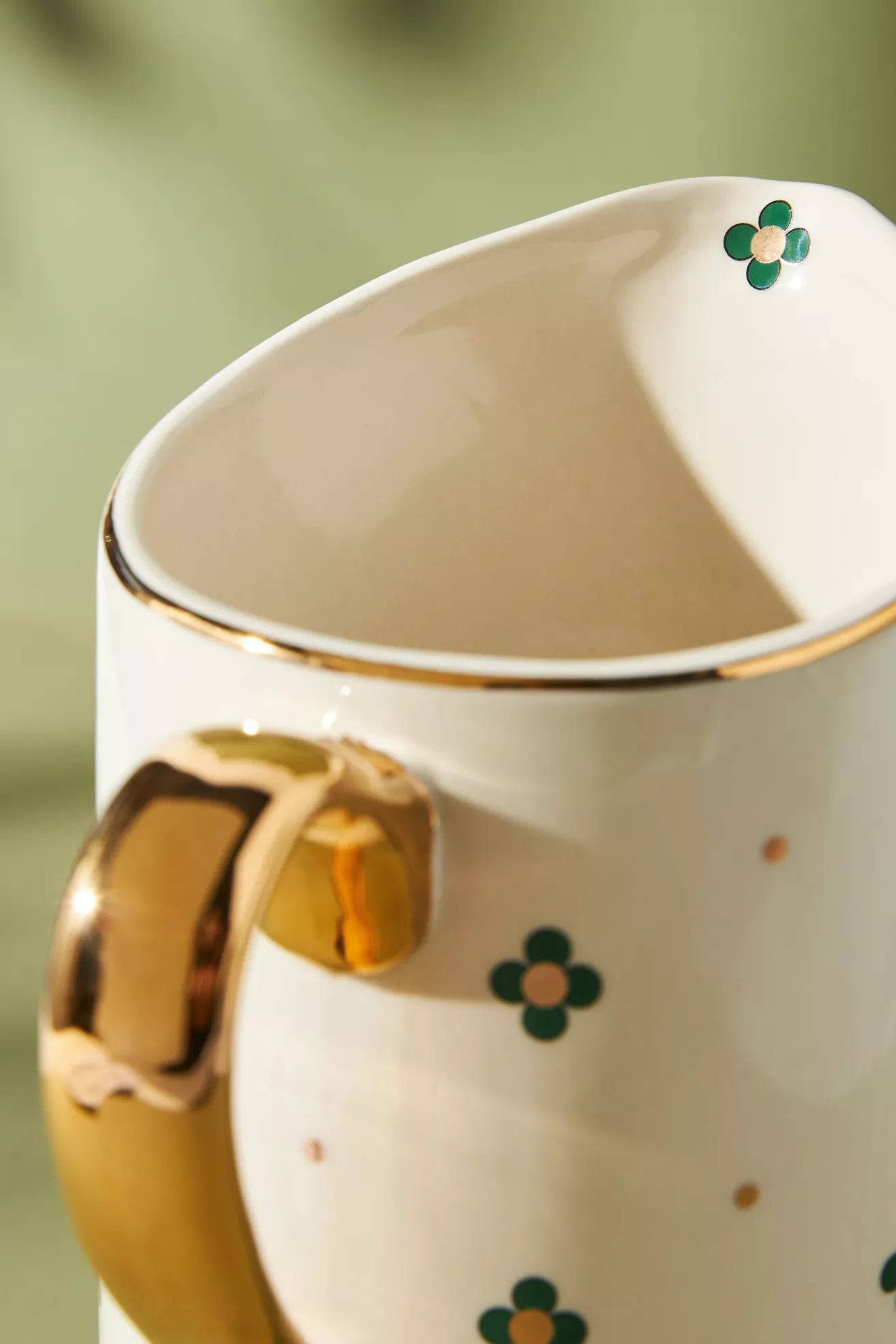 Bistro Tile Stoneware 24k Gold Accent Garden Pitcher - thumbnail 2