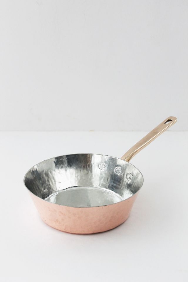 SPLAYED SAUTE PAN IN COPPER TIN EXTRA THICK WITH BRONZE HANDLE-COOKING  UTENSIL Choix diamètre (cm) 16