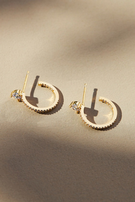 Anthropologie Ridged Huggie Hoop Earrings In Gold ModeSens