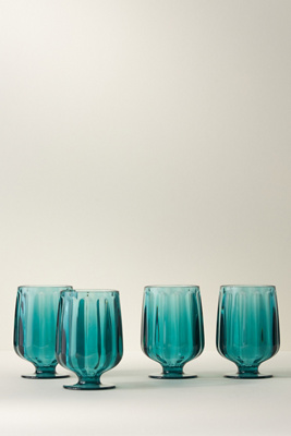 Anthropologie Lucia Acrylic Goblet Wine Glasses, Set Of 4 By  In Blue Size S/4 Wtr Go