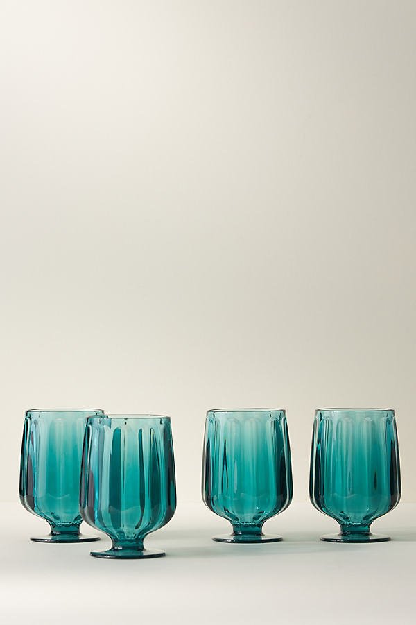 Anthropologie Set Of 4 Lucia Goblet Wine Glasses
