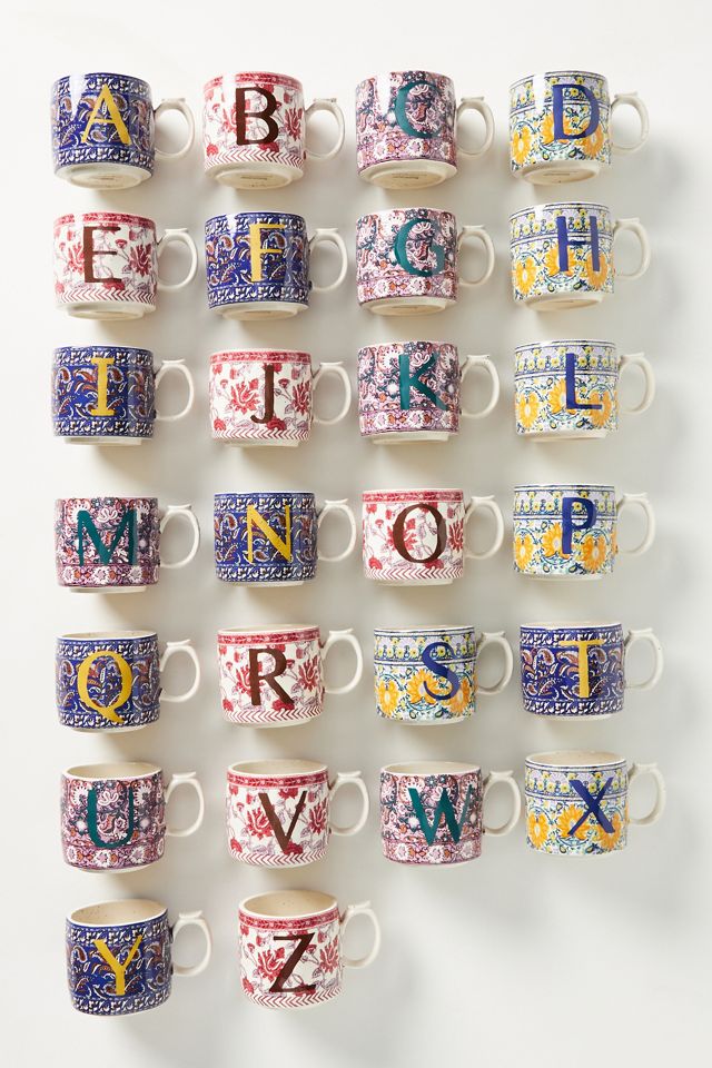 Blockprinted Monogram Mug #1
