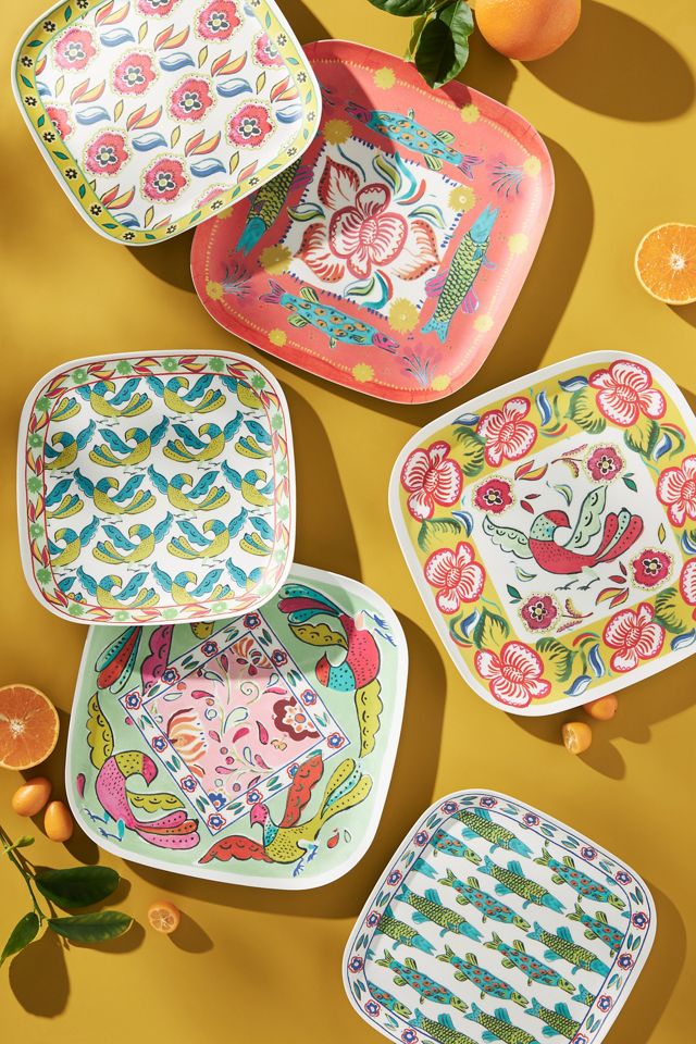 Bamboo Melamine Hibiscus Dinner Plate #4