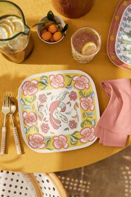Bamboo Melamine Hibiscus Dinner Plate