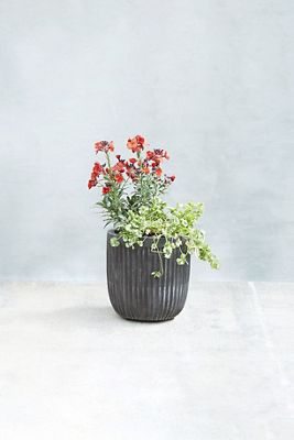 Fiber Concrete Barrel Pot, 9"