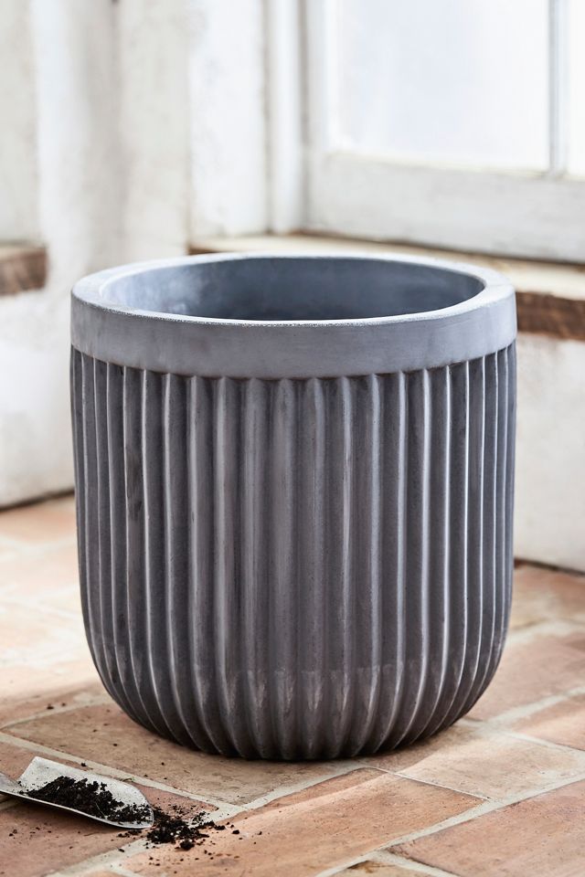 Fiber Concrete Barrel Pot, 16" #2