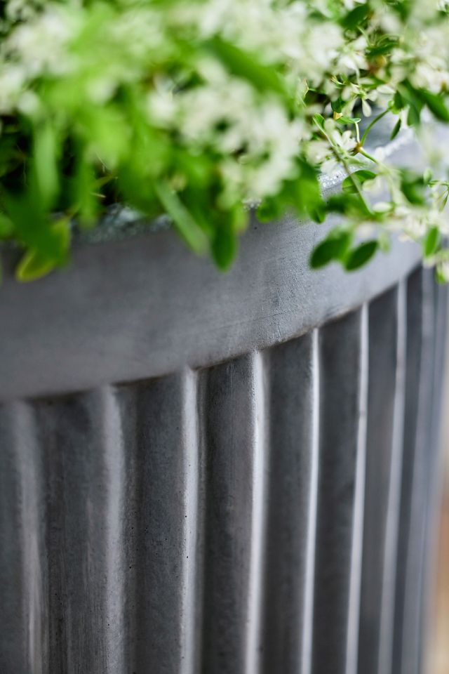 Fiber Concrete Barrel Pot, 16" #1