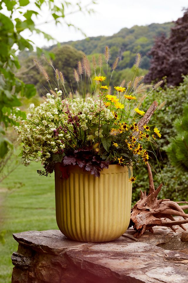 Fiber Concrete Barrel Pot, 16" #1