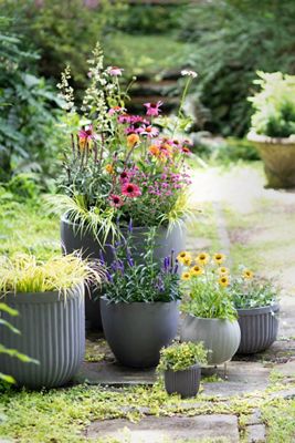 Fiber Concrete Barrel Pot, 20"