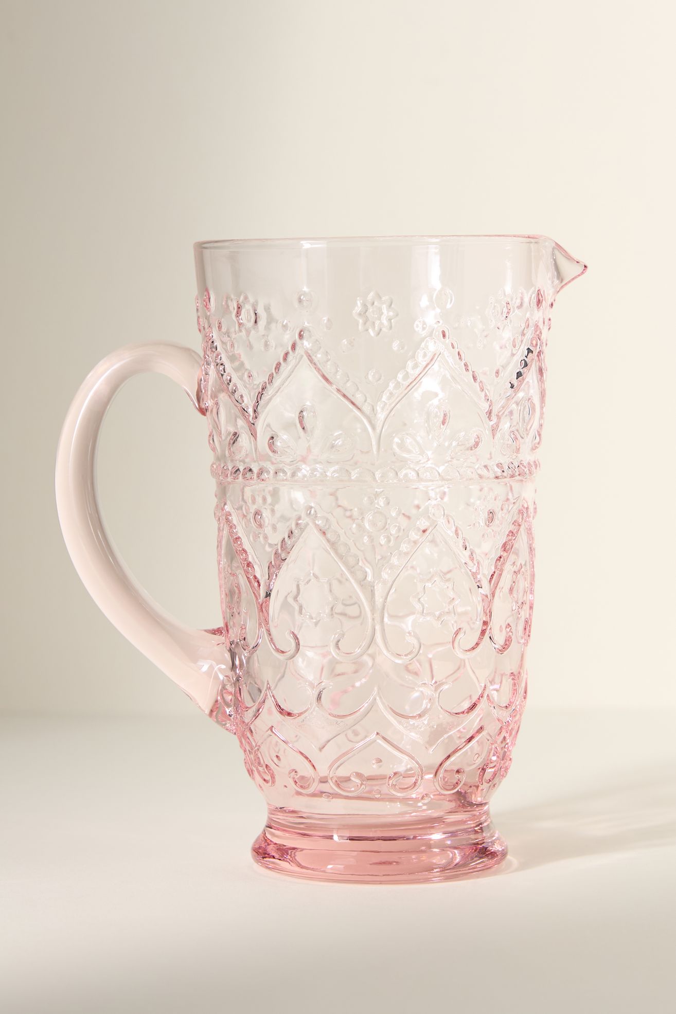 The Bombay Handblown Glass Pitcher - Pink, Standard, One Size