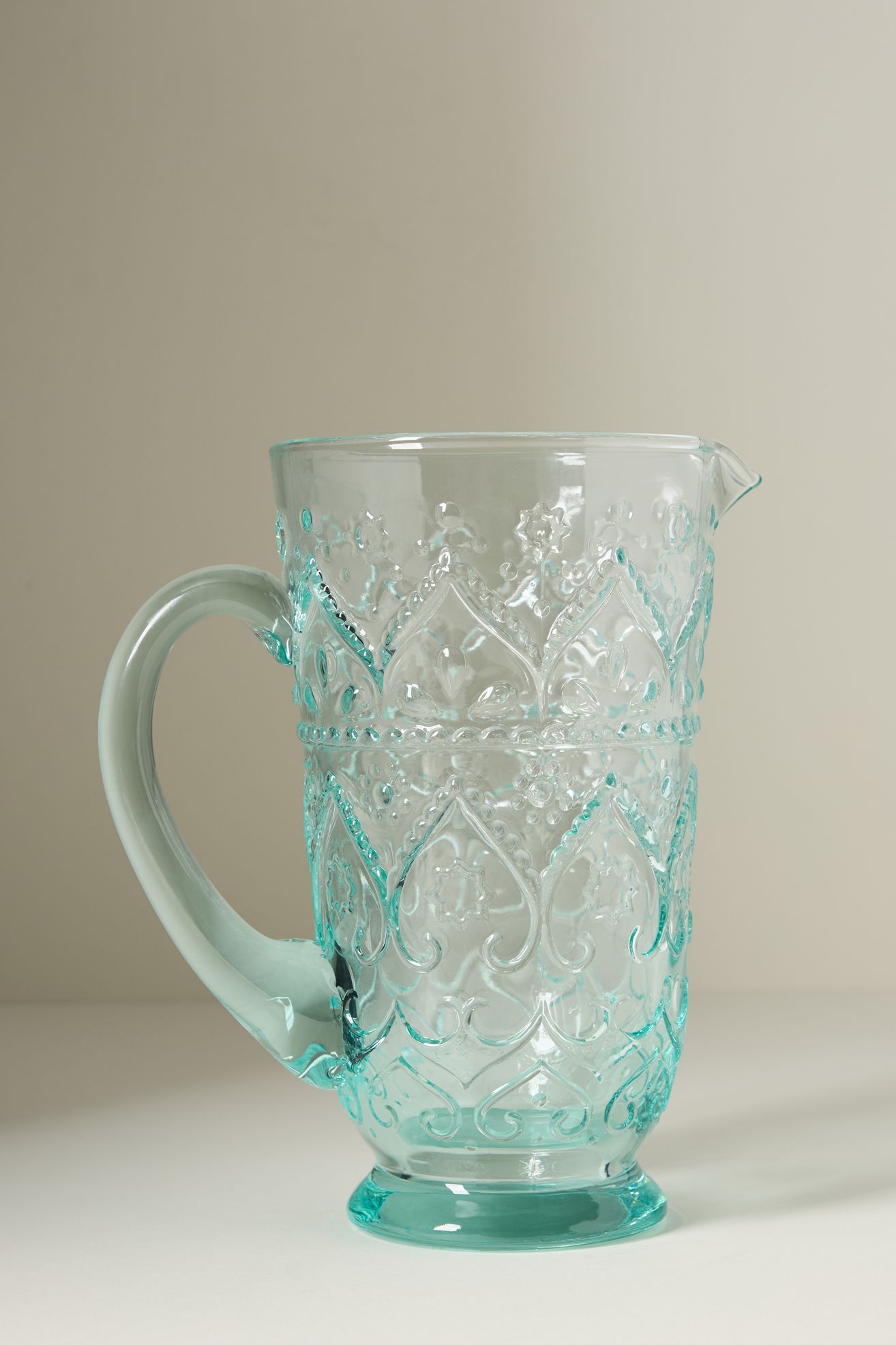 The Bombay Handblown Glass Pitcher - Mint, One Size