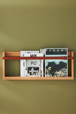 Leather and Wood Magazine Rack