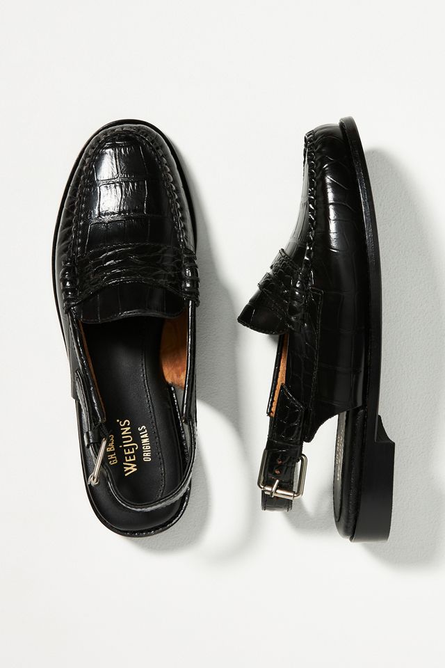 G.H. Bass Weejuns Whitney Embossed Croc Slingback Flats | Anthropologie