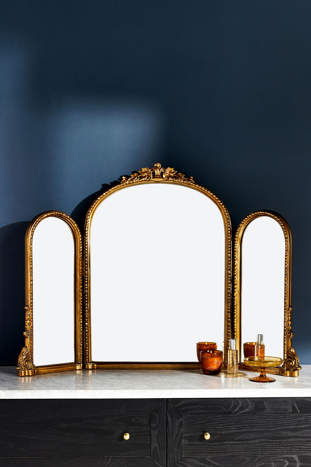 The Gleaming Primrose Triptych Mirror - Gold, One Size