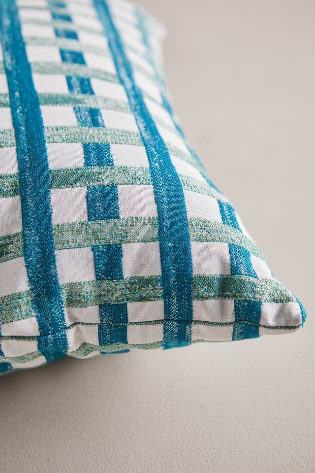 Textured Plaid Outdoor Pillow #1