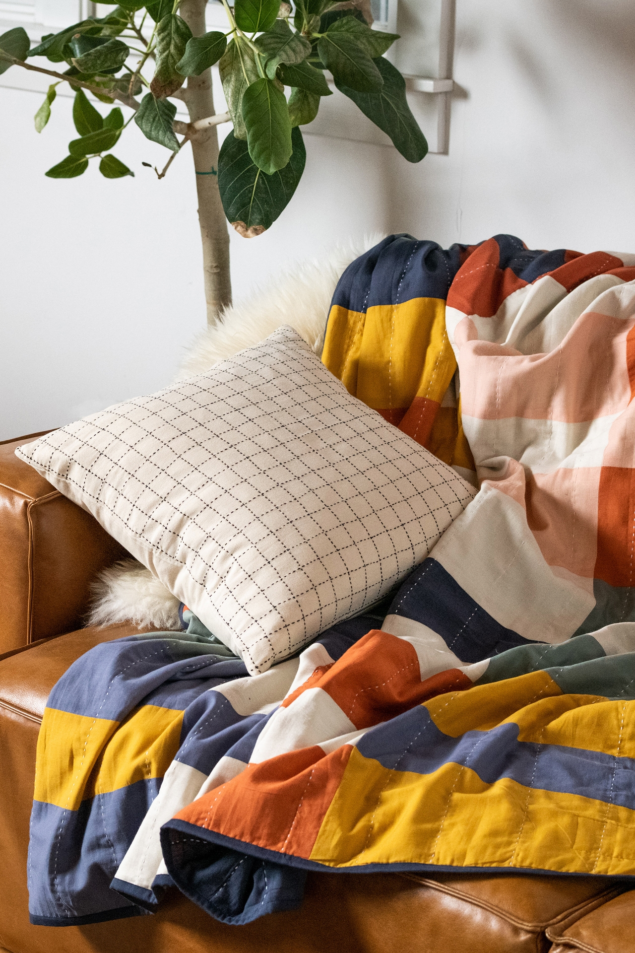 Anchal Multi-Check Quilt Throw