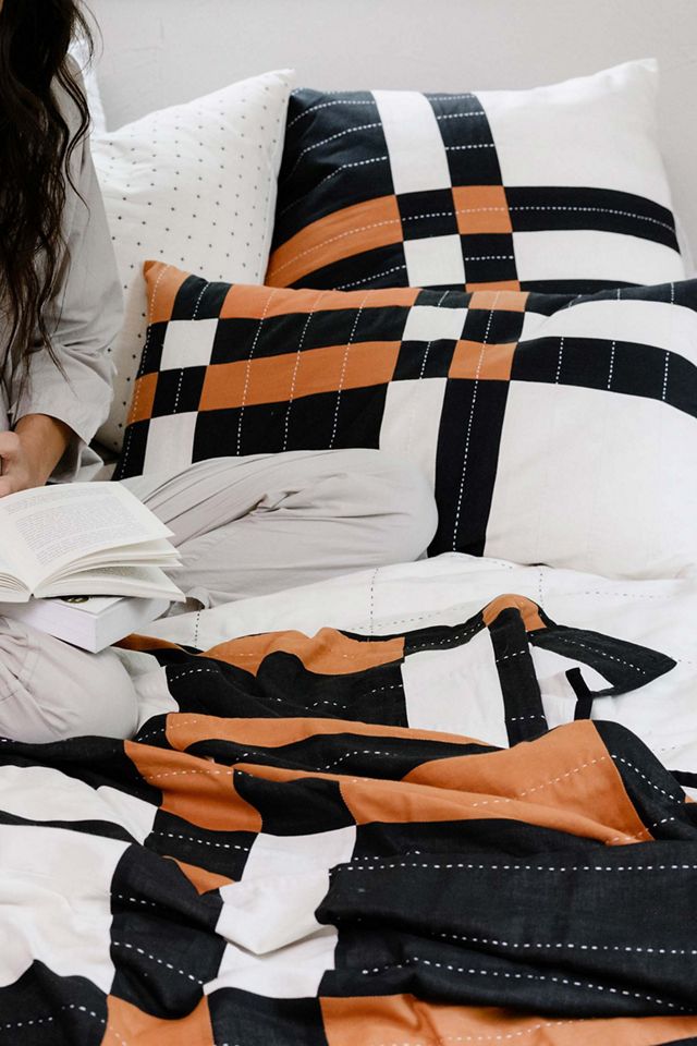 Anchal Patchwork Plaid Throw Pillow #1