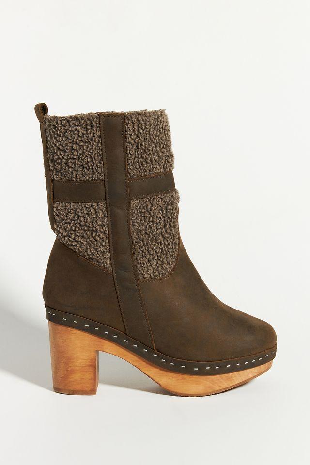 shearling boots heels