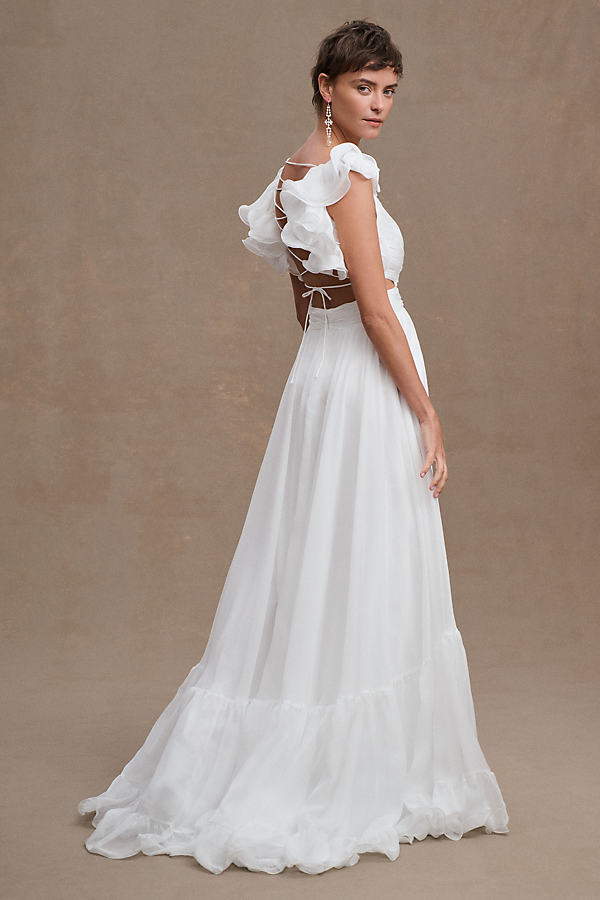 Mac Duggal Indy Chiffon Dress In White