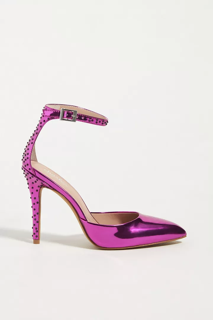 Charles David Embellished Ankle-Strap Heels