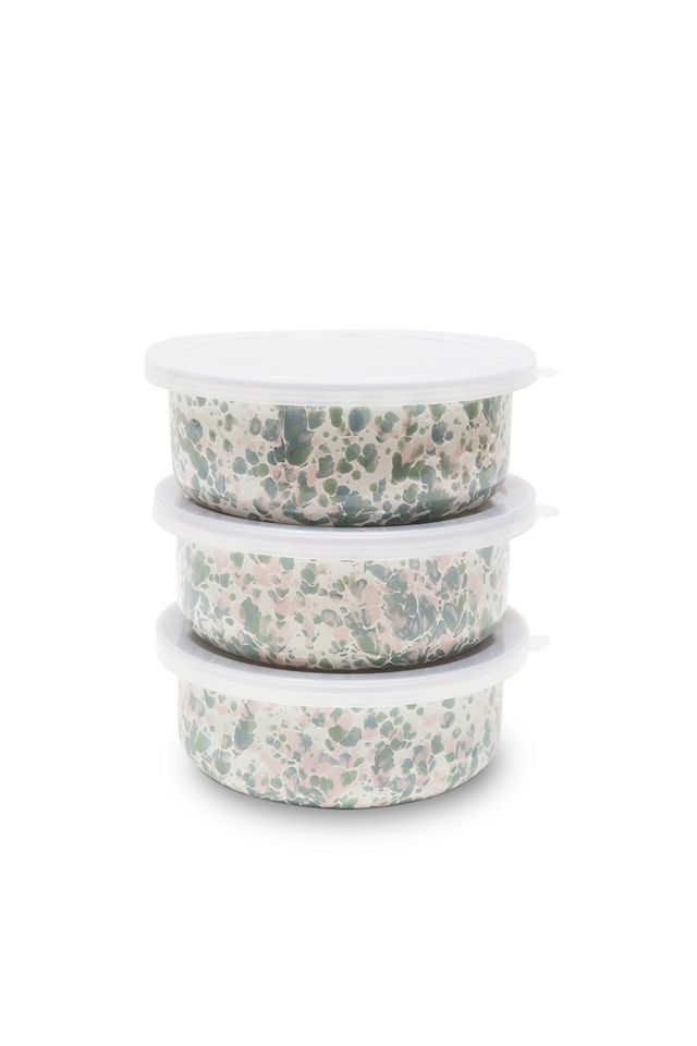 3-Piece Enamel Storage Bowls Set, Splatterware