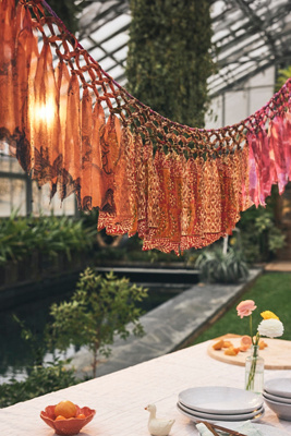 Mango Gifts Sari-Party-Girlande – 3 M, Handgefertigt Aus Recycelter Indischer Seide, Böhmische Deko Für Hochzeit & Zuhause
