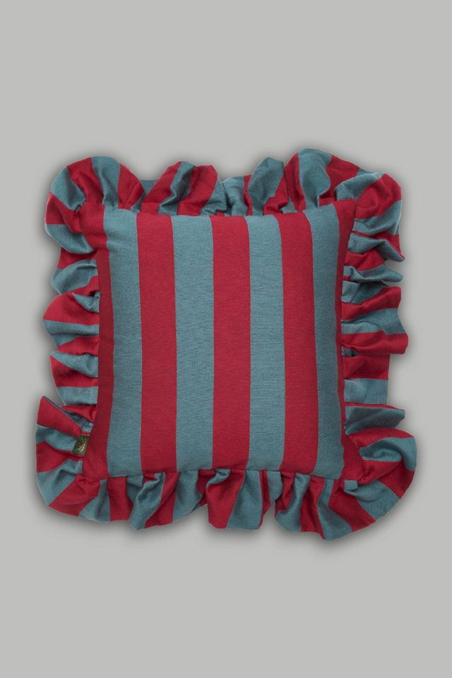 House of Hackney Camelot Stripe Jacquard Frill Pillow AnthroLiving