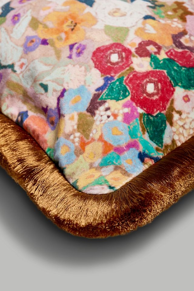 House of Hackney Hollyhocks Velvet Fringed Pillow #1