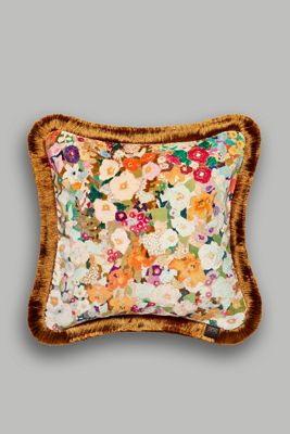 House of Hackney Hollyhocks Velvet Fringed Pillow