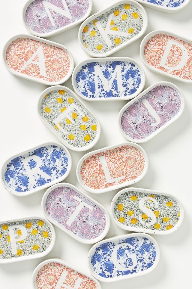 Blockprinted Monogram Trinket Dish #2