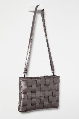 By Anthropologie Lindy Woven Clutch In Silver