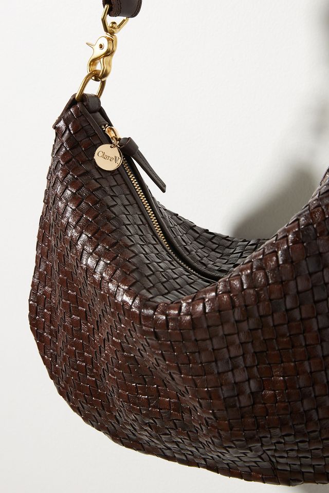 Clare V. Leather Woven Shoulder Bag - Brown Shoulder Bags, Handbags -  W2437461