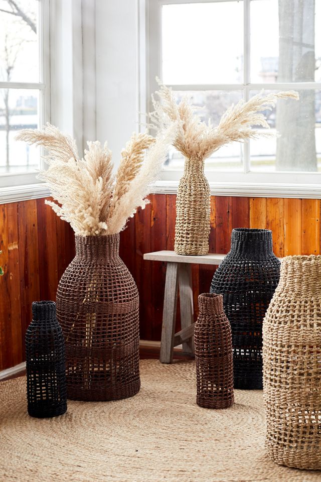 Woven Wicker Vase AnthroLiving