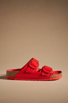 Birkenstock Big Buckle Arizona Patent Leather Sandals In Red