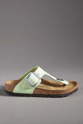 Shop Birkenstock Gizeh Big Buckle Smooth Leather Sandals In Green