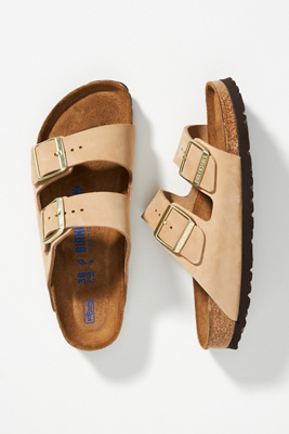 Shop Birkenstock Arizona Soft Footbed Sandals In Beige