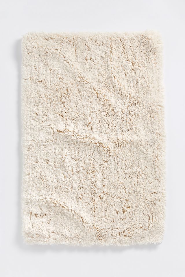 Undyed Organic Cotton Shag Bath Rug 50'' x 24''