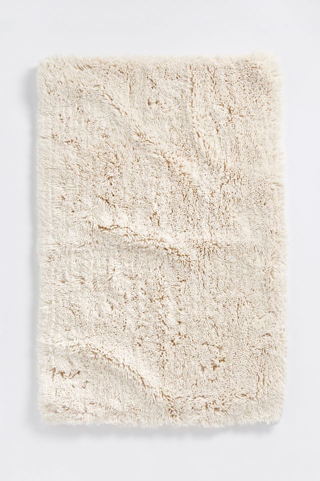 Coyuchi Shag Organic Bath Rug - Alpine White