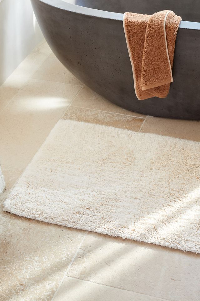 Undyed Organic Cotton Shag Bath Rug 50'' x 24''