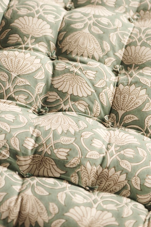 Block Print Cotton Cushion, Sunny Ivy #2