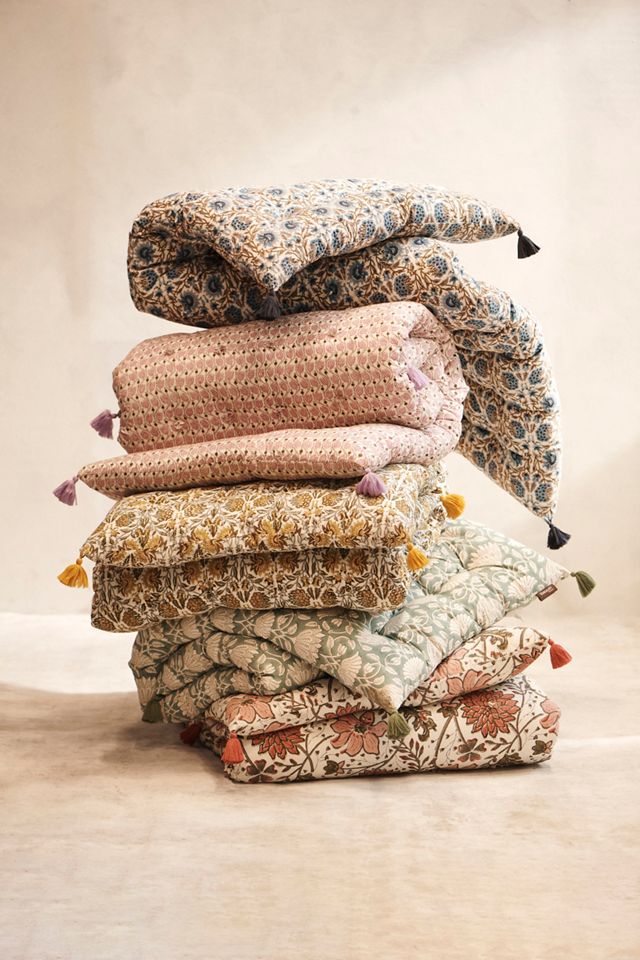 Block Print Cotton Cushion, Sunny Ivy #3