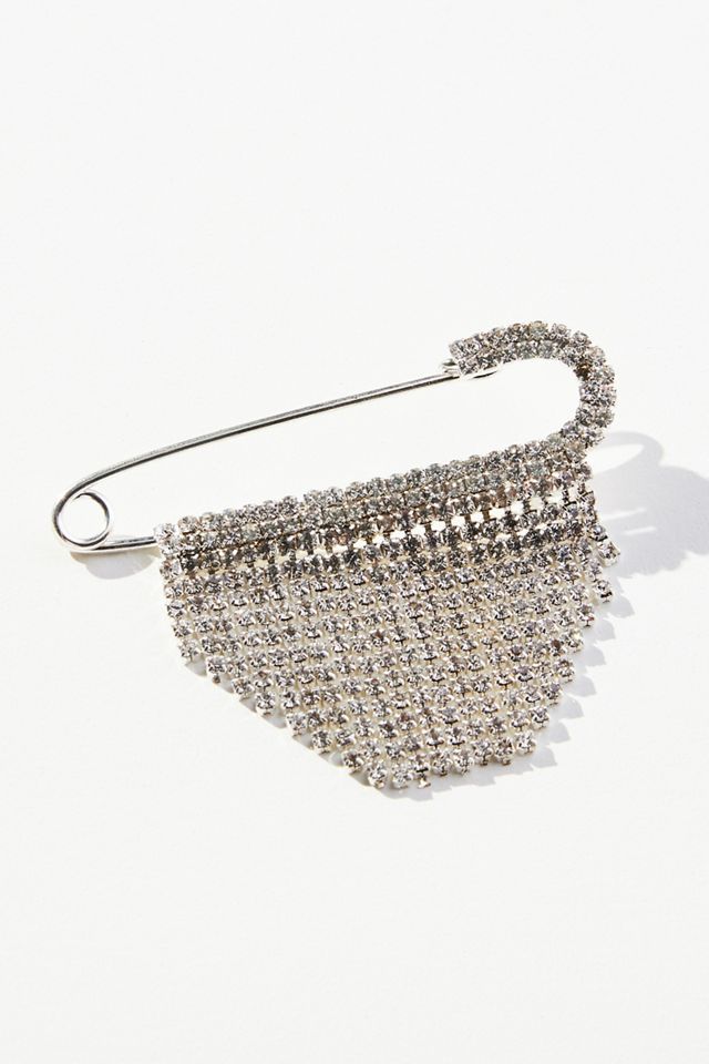 Rhinestoned Safety Pin Brooch Anthropologie