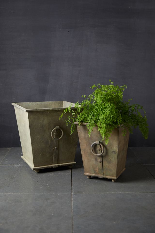 Ring Handle Iron Taper Planter, 15" #6