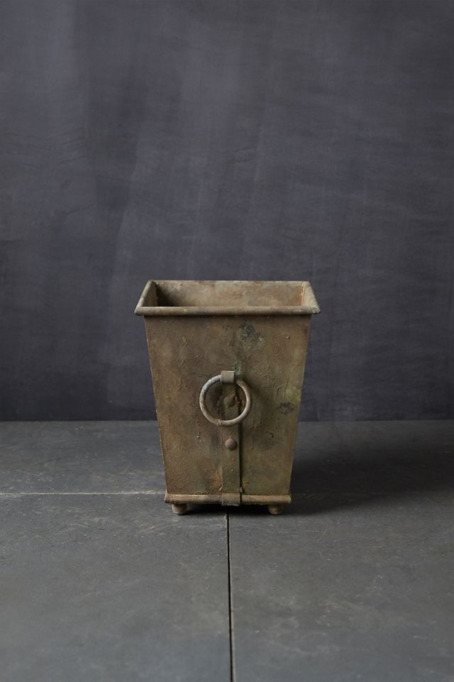 Ring Handle Iron Taper Planter, 15" #3