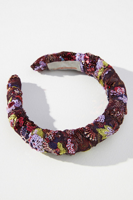 Curried Myrrh Beaded Sequined Headband | Anthropologie display picture 3