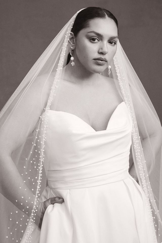 Fillipa a single tier veil encrusted in classic pearls - WED2B