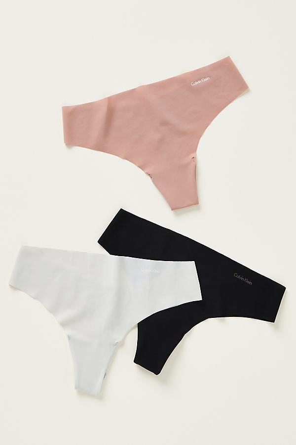 Calvin Klein Invisibles Thong Underwear, Set Of 3 In Beige