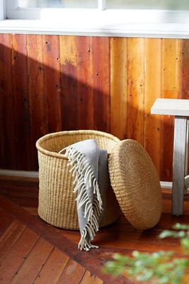 Vetiver Grass Storage Basket with Lid