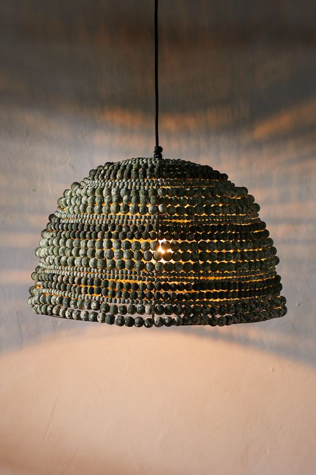 Wood Beaded Chandelier, Dome #1
