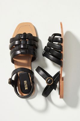 Maeve Woven Puff Sandals In Black